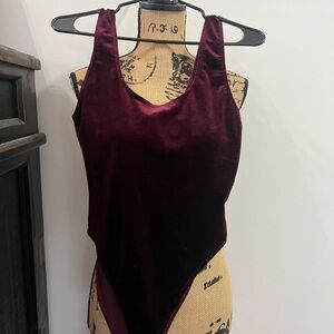 Forever 21 Deep Burgundy Velvet Bodysuit